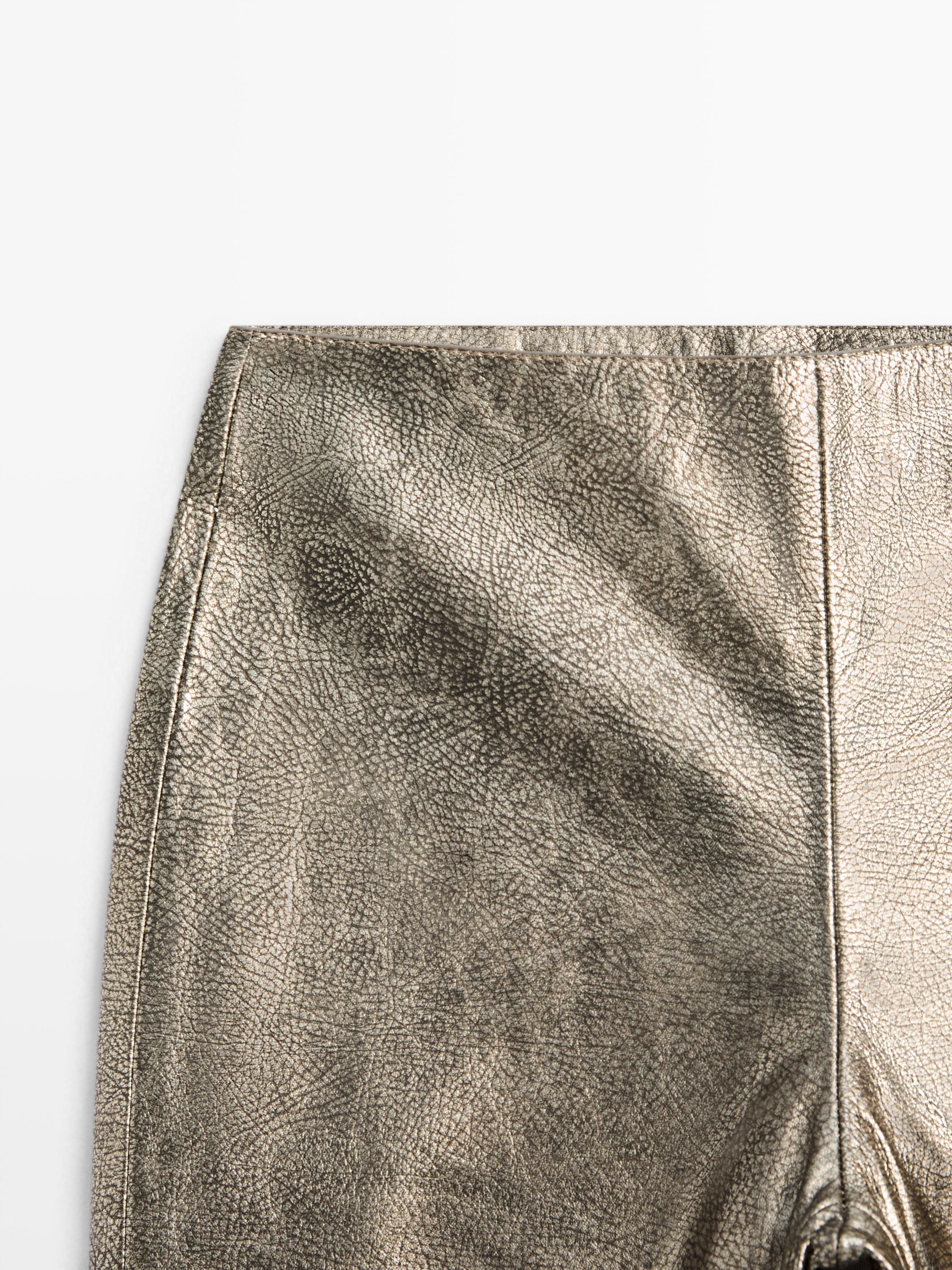 Nappa leather metallic trousers